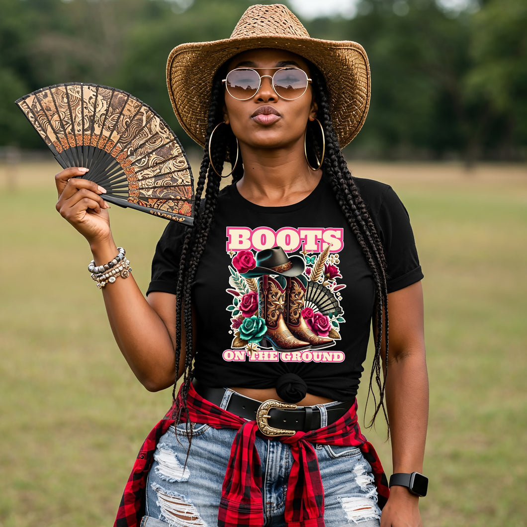Boots On The Ground Flowers- TShirt